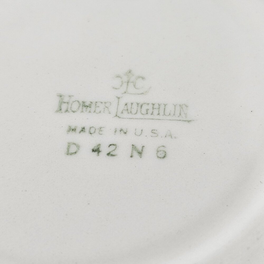 Homer Laughlin Piccadilly Cup & Saucer 2.25" set-6 red plaid gold floral 1942 - Picture 7 of 8